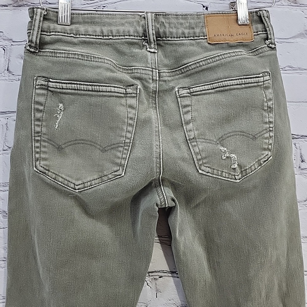 American Eagle Jeans Mens Sz 28X32 Gray Skinny Distressed Destroyed - Picture 11 of 14